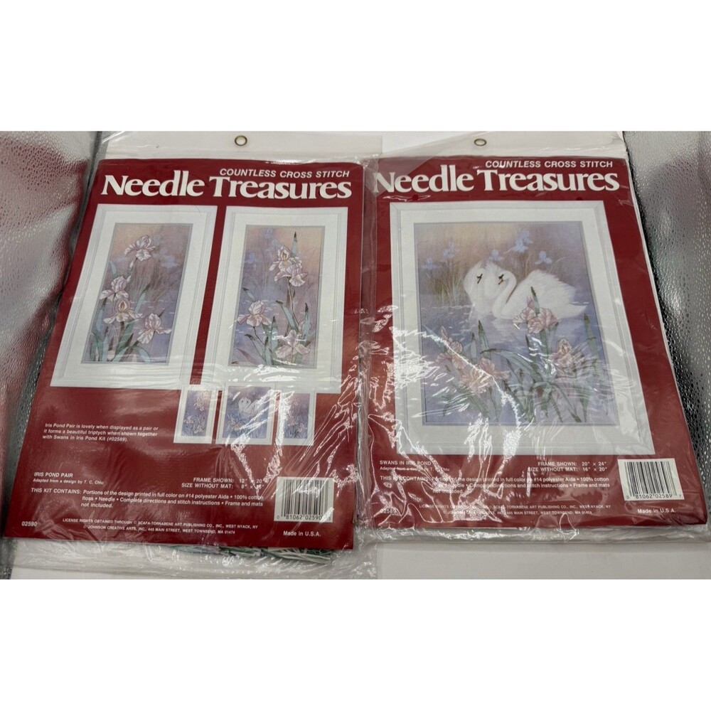 Needle Treasures Swans In Iris Pond & Iris Pond Pair Countless Cross Stitch Kit